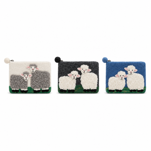Bolsa de fieltro de oveja, estilo campo, con cremallera (3 surtidos)