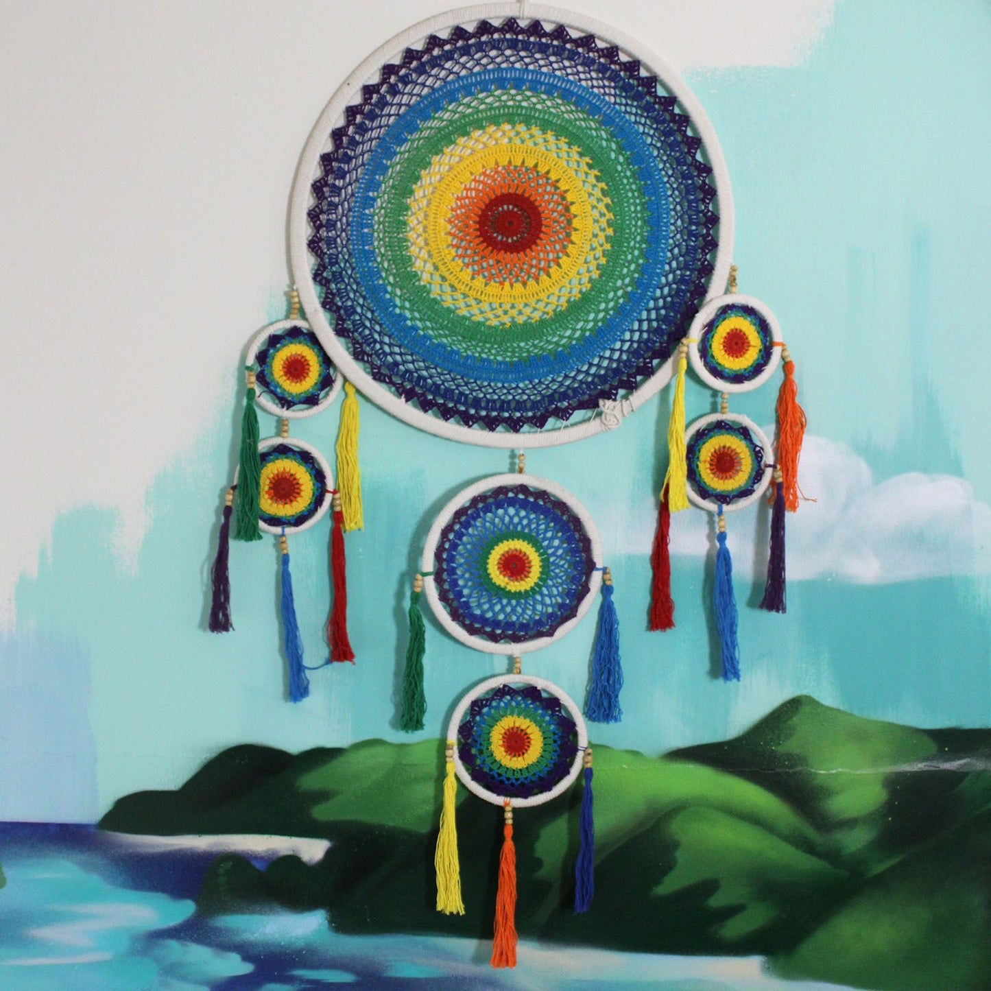 Extra großer Traumfänger - Leuchtender Regenbogen