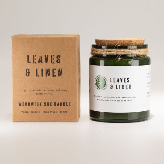 Greenman Woodwick Soyakerze – Blätter und Leinen