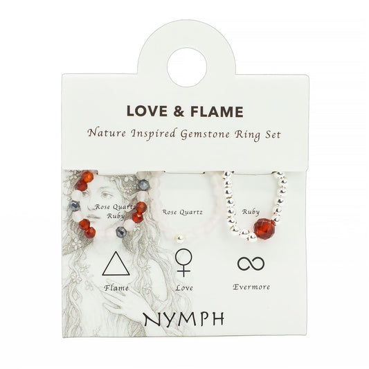 Ensemble de bagues gemmes esprit de nymphe - Amour et Feu