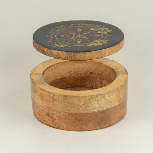 Caja esmaltada redonda - Brújula de la vida