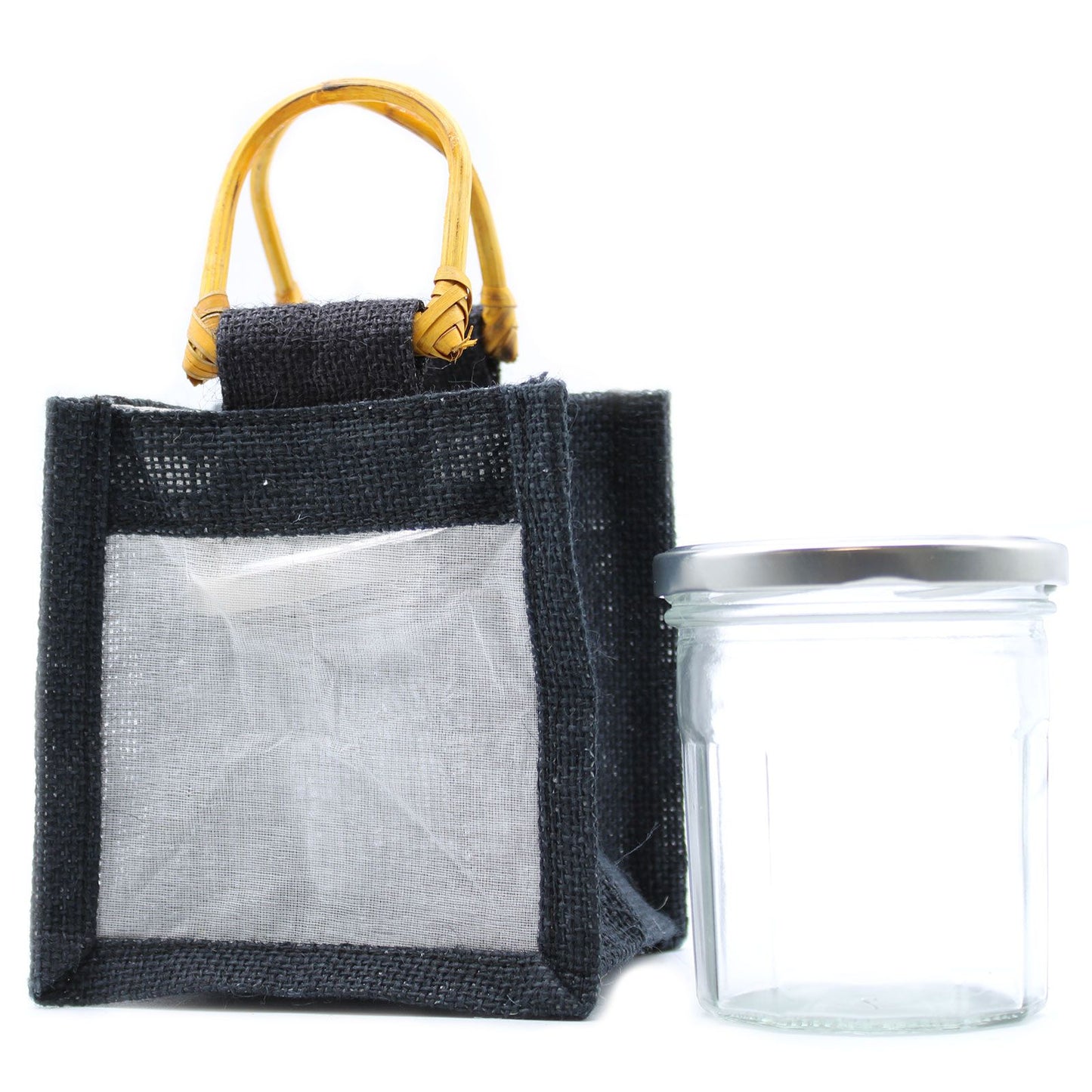 Bolsa de regalo de yute puro y algodón con ventana - 1 Ventana