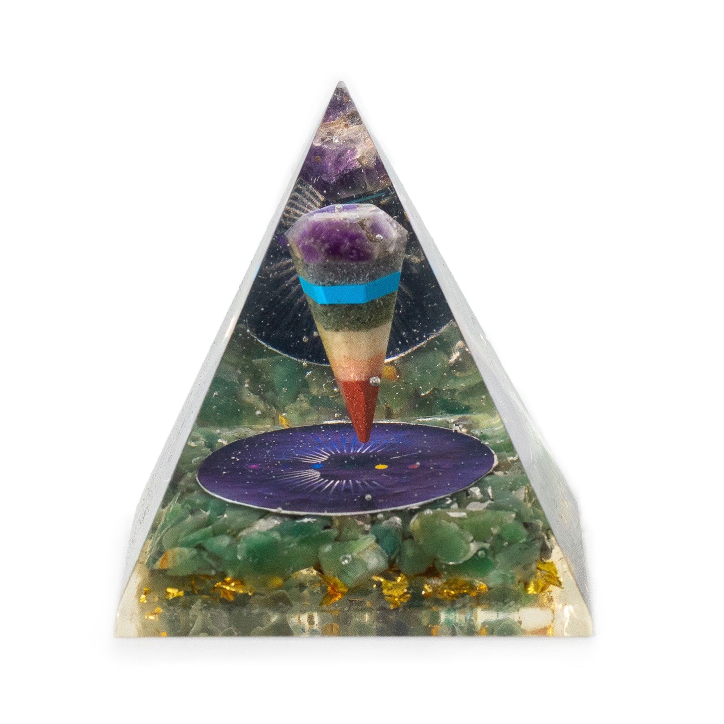 Med Orgonit-Pyramiden 7x6 cm - Pendel - Grüne Aventurin-Chips