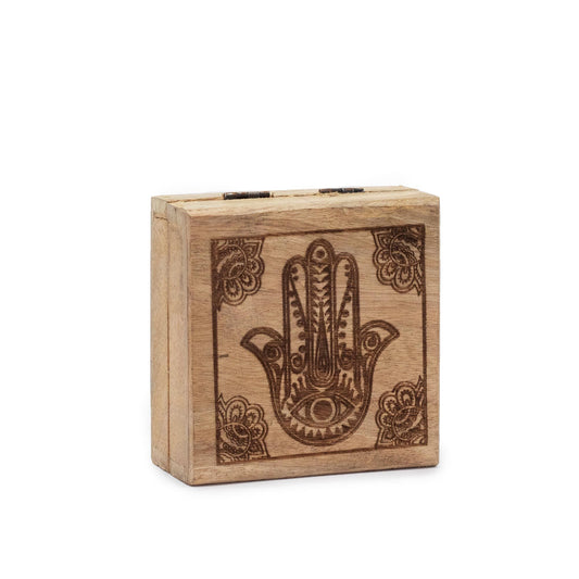 Petite boîte carrée 10x10x4,2cm - Hamsa noire