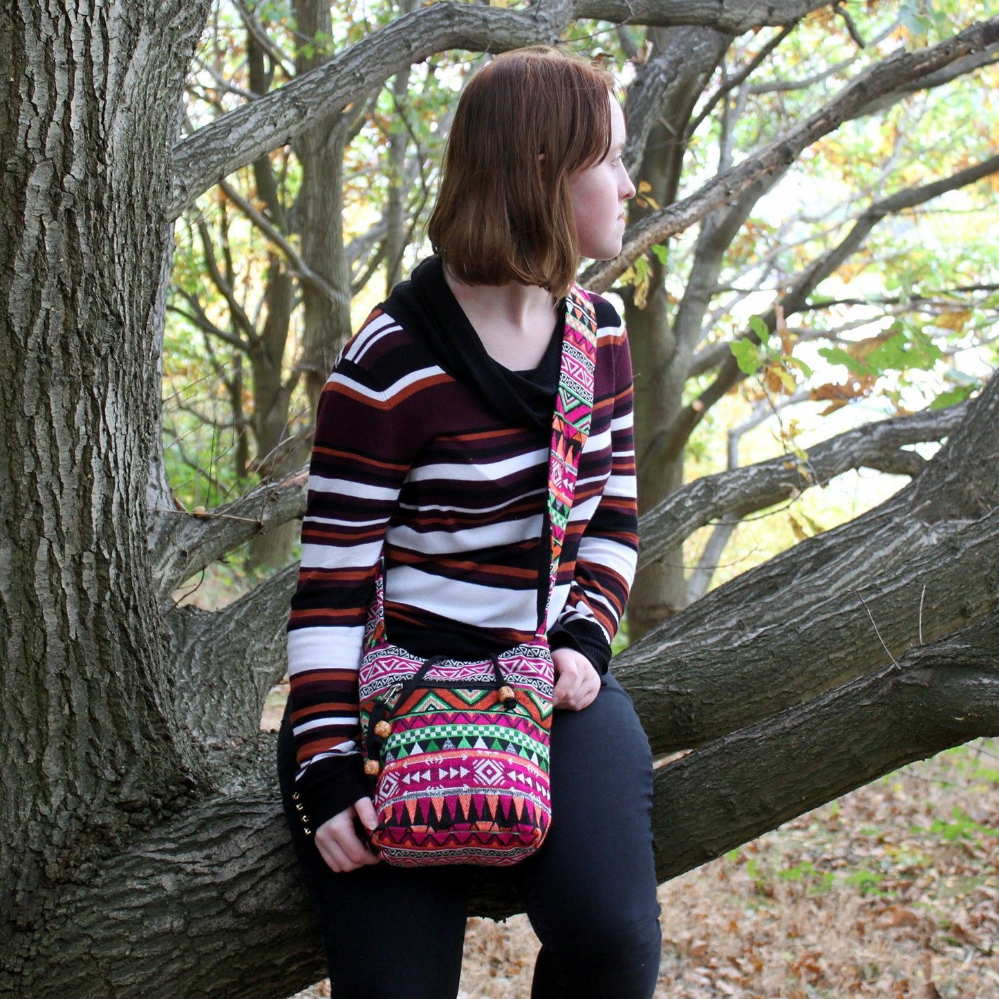 Mochila Pequeña Jacquard Rosa