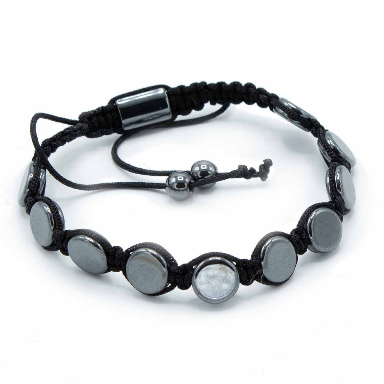 Pulsera Magnética Shamballa de Hematita - Círculos Planos