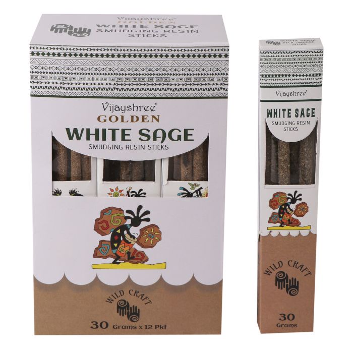 Varillas de resina para difuminar salvia blanca dorada 30g (6 unidades)