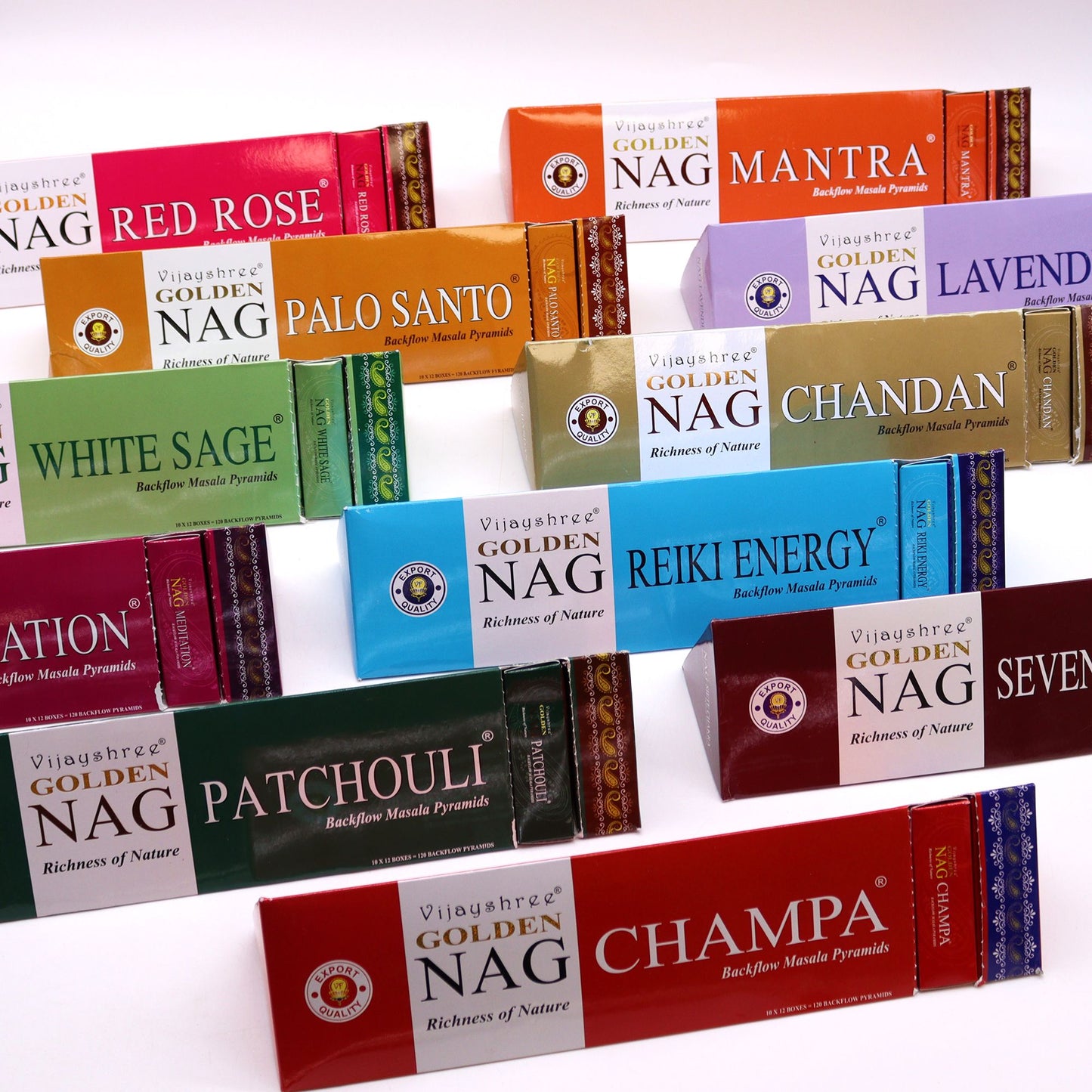 Cônes d'encens Jumbo Gold Nag - Reflux des Sept Chakras 42 g