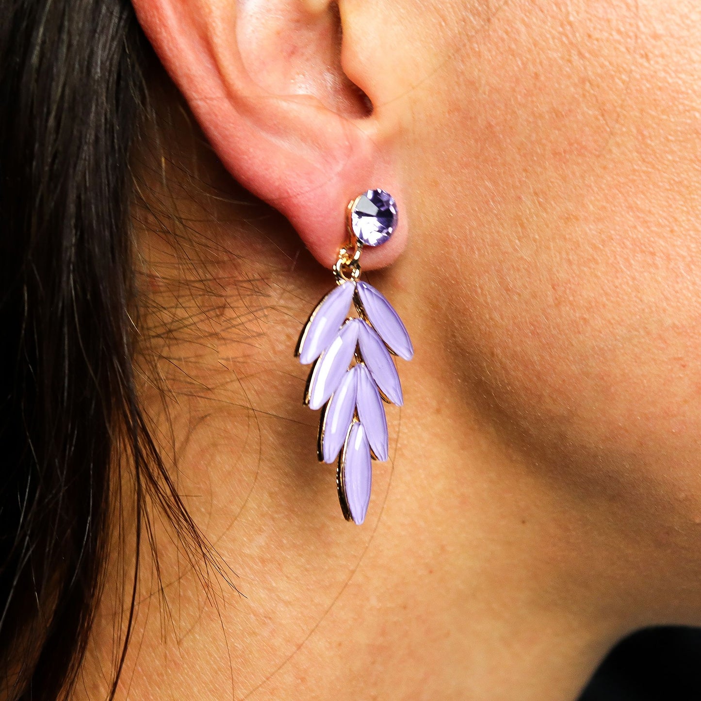 Lavanda - Vidrio Vintage - Hadas - Aretes