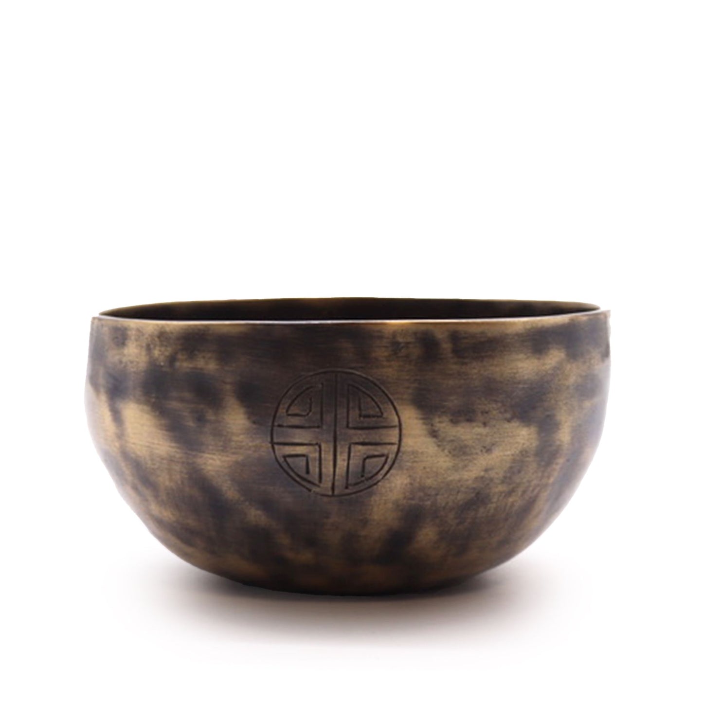 Kleine indische tibetische Klangschale mit Mondphasen (ca. 550 g) - 13 cm