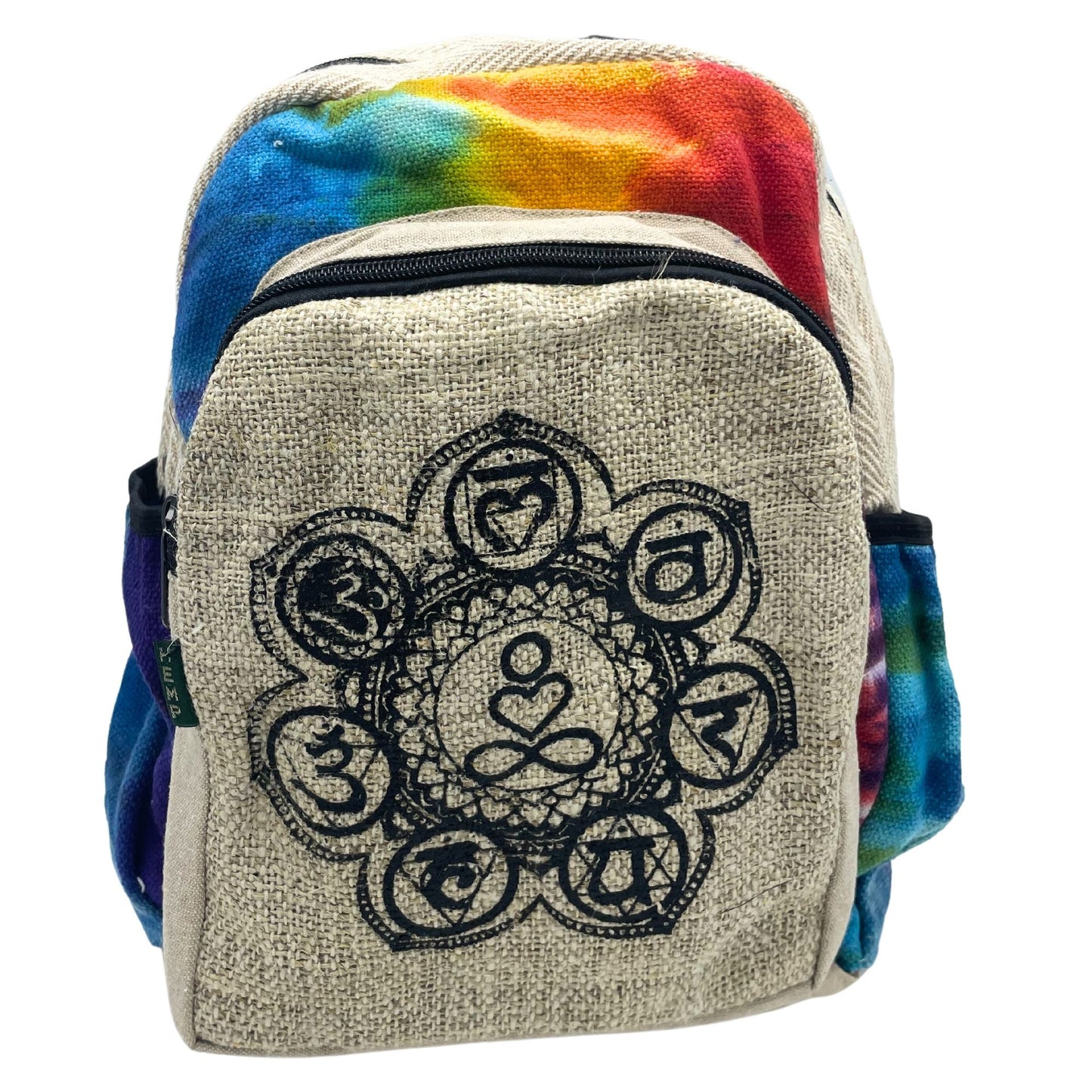 Mittlerer Rucksack aus Batik-Hanf – 7 Chakren