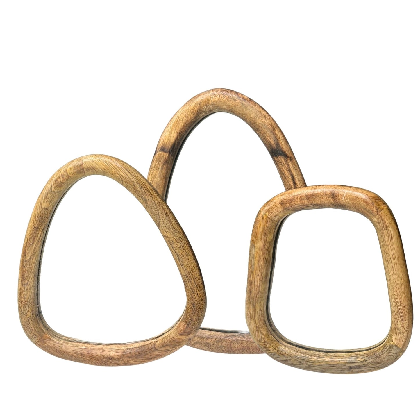 3er-Set Kieselspiegel – Helles Holz-Finish