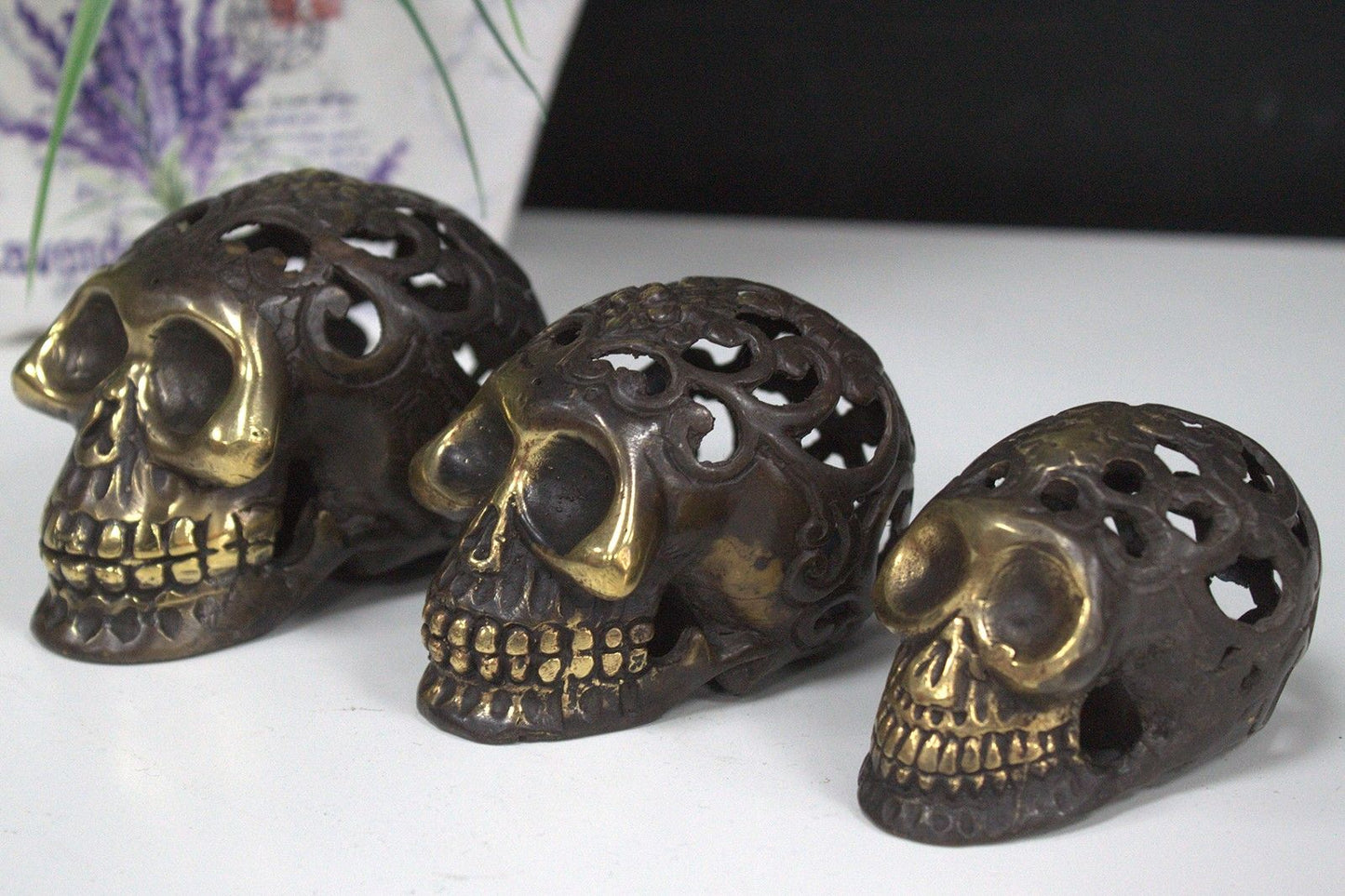 Calavera vintage de latón - Lrg
