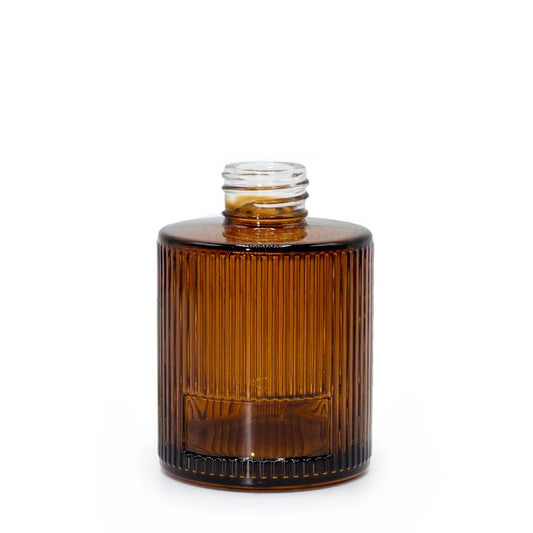 Flacon diffuseur rond nervuré de 150 ml - Ambre