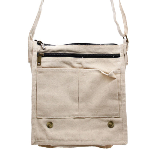 Bolso mensajero de lona de algodón - yute natural y suave