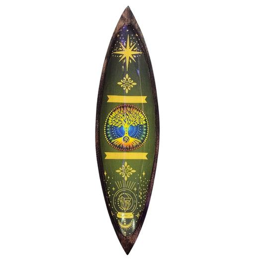 Emaillierter Räucherstäbchenhalter - Mangoholz - Baum des Lebens