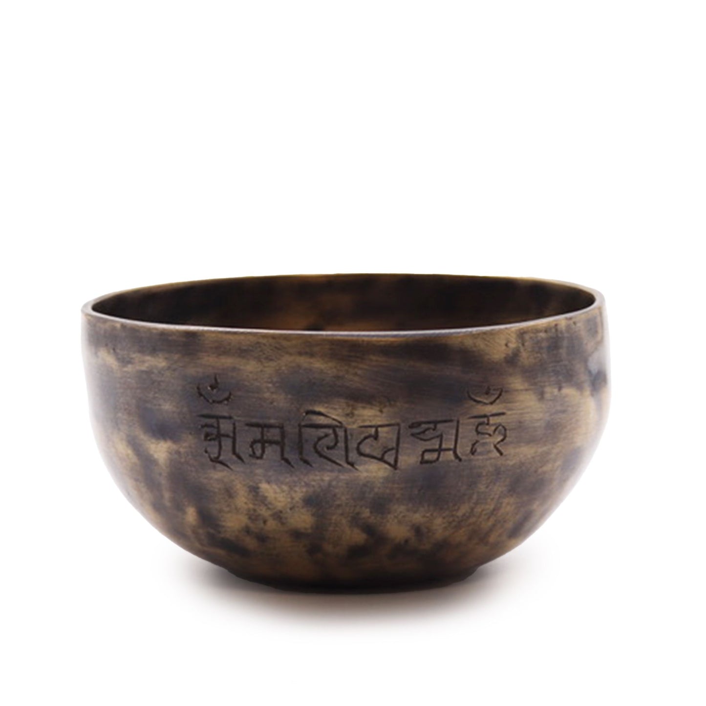 Kleine indische tibetische Klangschale mit Mondphasen (ca. 550 g) - 13 cm
