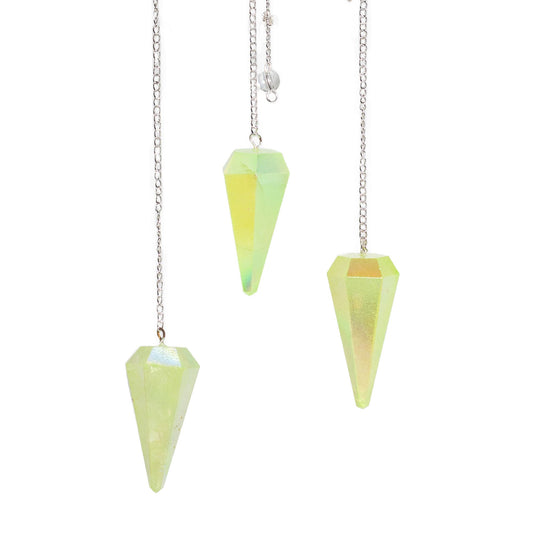 Sechsseitiges Pendel – Hellgrüner Aurora-Kristall – 4 cm