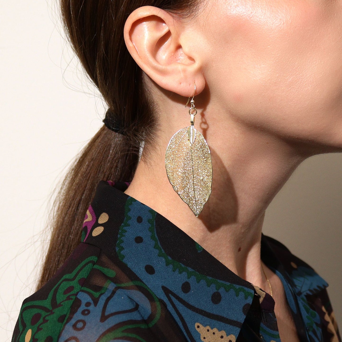 Pendientes Hoja en Oro