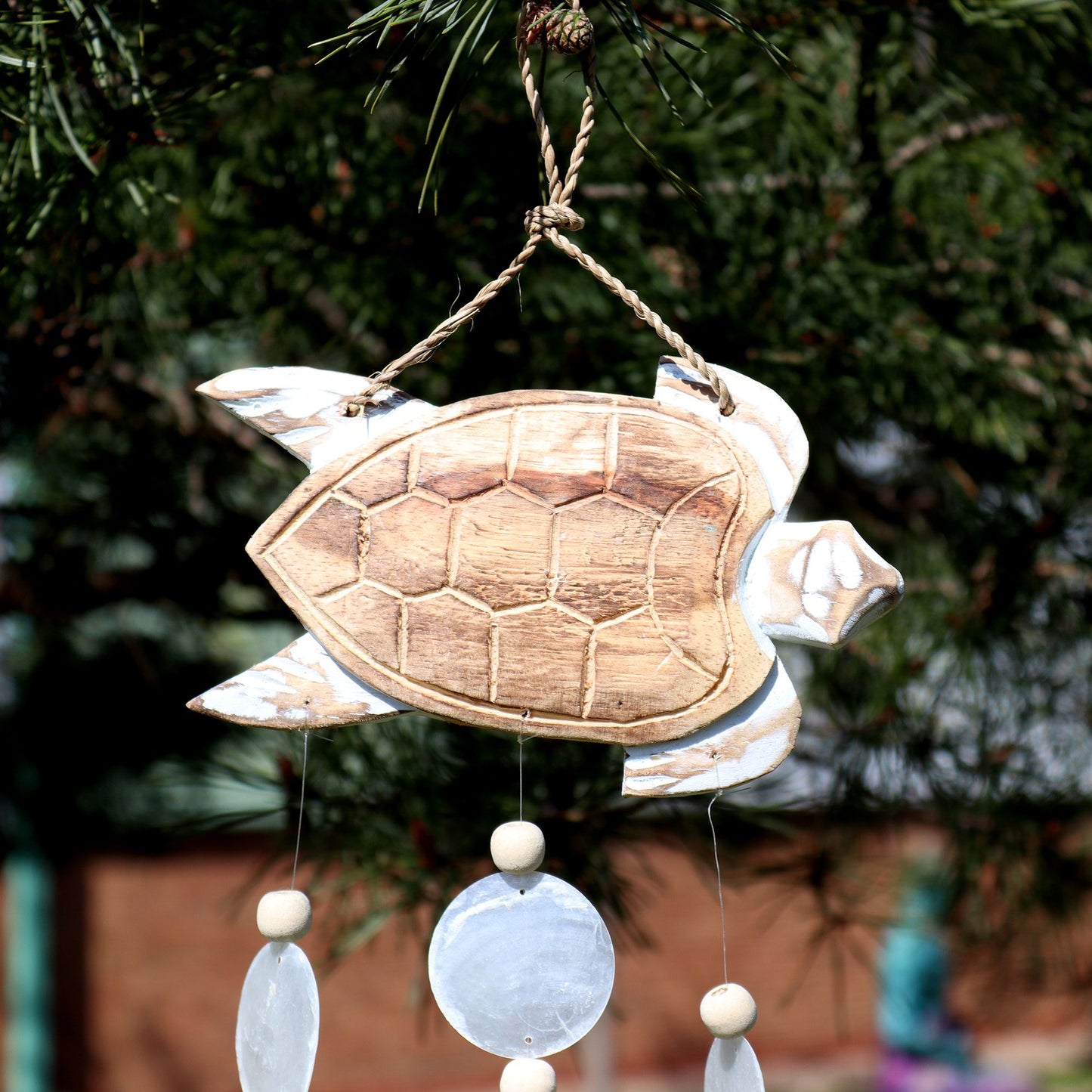 Sculpture de tortue en lavis blanc et goutte naturelle