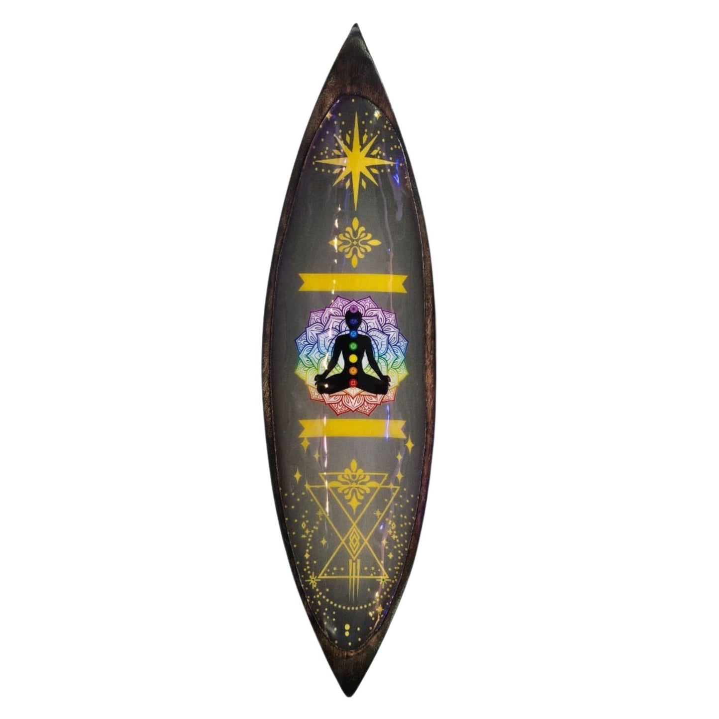 Emaillierter Räucherstäbchenhalter - Mangoholz - Chakra