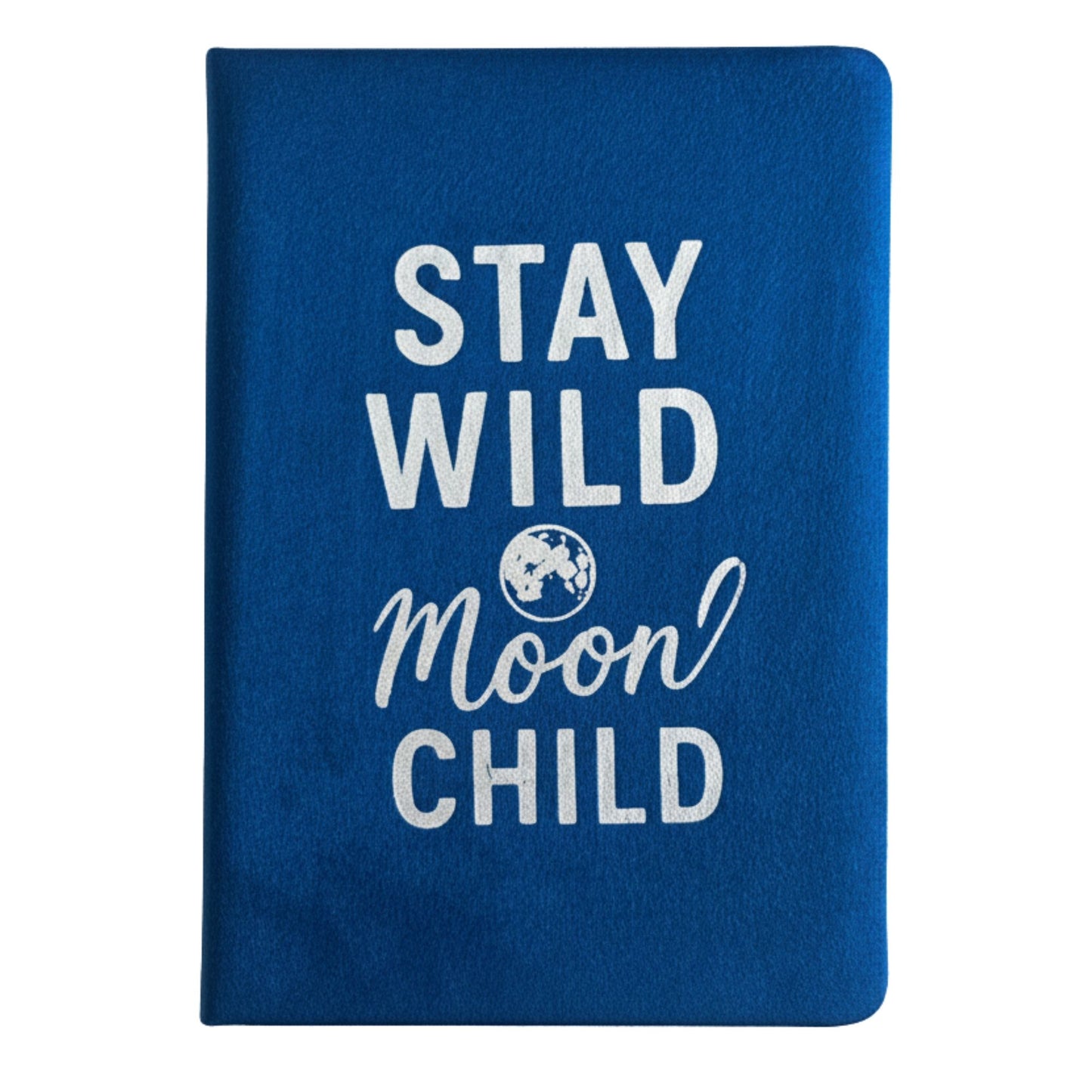 Carnet en velours bleu foncé - 80 pages - Reste sauvage, enfant de la lune