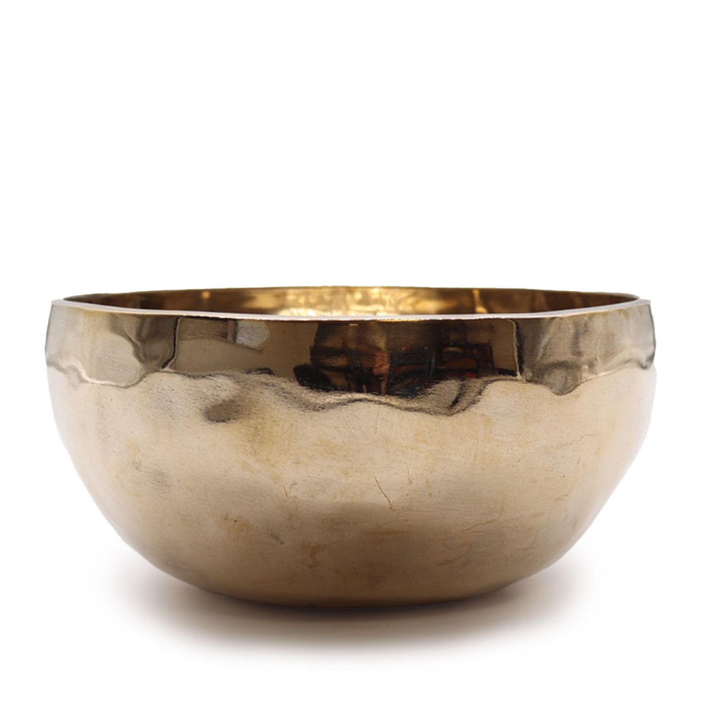 Extra große handgefertigte tibetische Klangschale aus glänzendem Metall (ca. 1500 g) – 21 cm