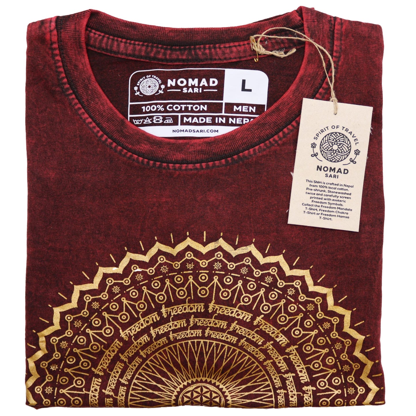Kleines Nomad Sari T-Shirt – Mandala – Granatrot