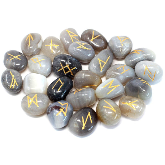 Ensemble de runes indiennes en sachets – Agate grise