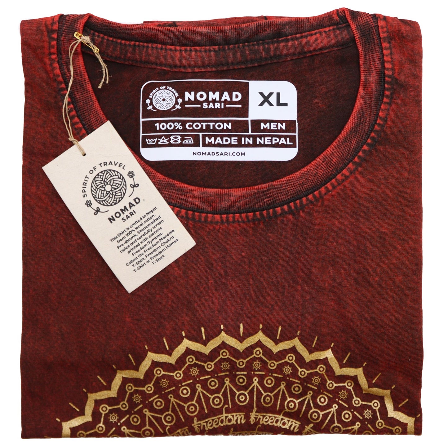 Kleines Nomad Sari T-Shirt – Mandala – Granatrot