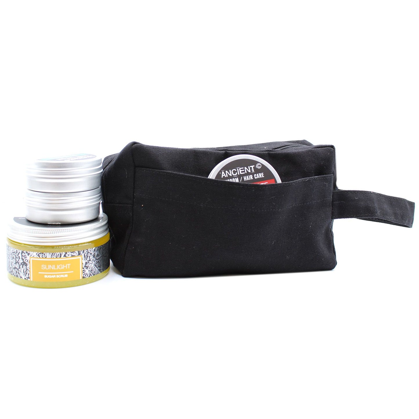 Trousse de toilette en coton noir 10 oz - carré classique