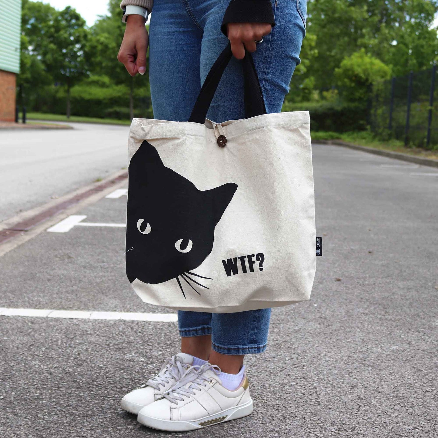 Iconic Basic Bag – Schwarze Katze – Natur 10 oz (36 x 43 x 10 cm)