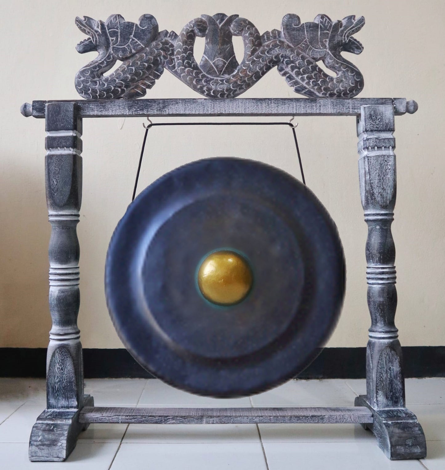 Gong de méditation moyen avec support - 50 cm - Noir