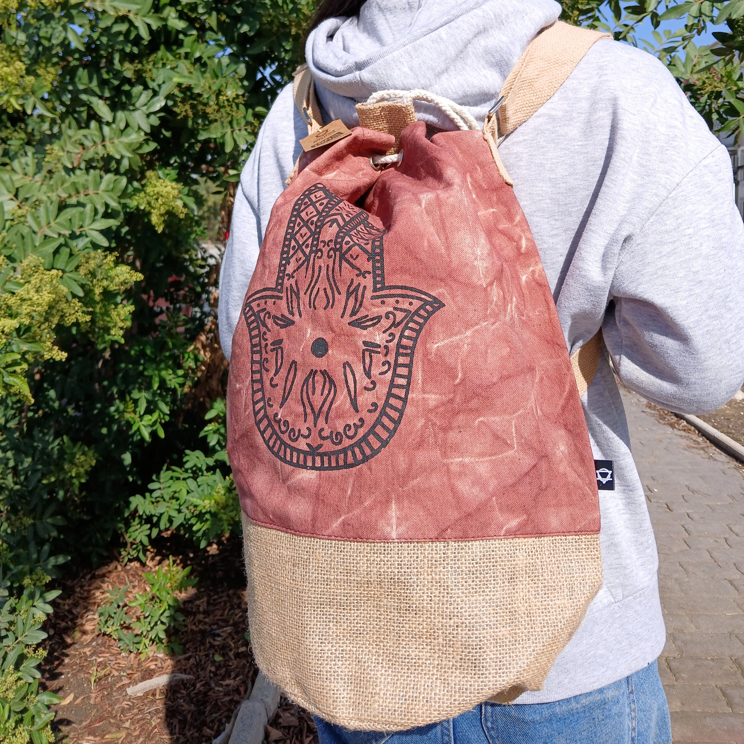 100 % natürlicher Rucksack – Green Wash-Effekt – Baum des Lebens