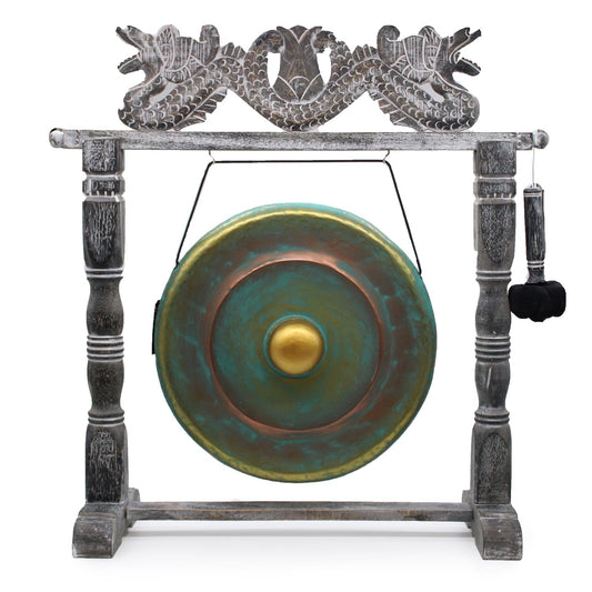 Gong de méditation moyen avec support - 50 cm - Vert