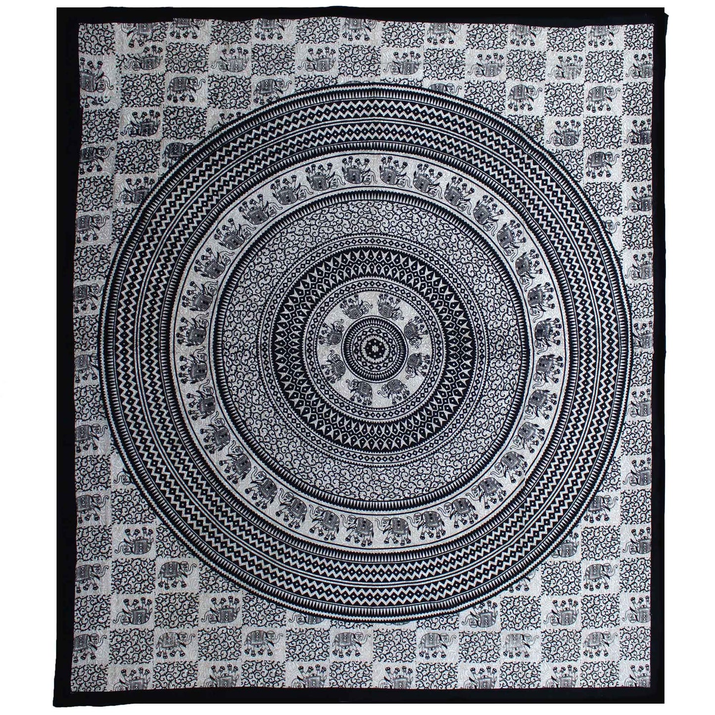 Couette double en coton + tapisserie murale - Mandala Singe-Éléphant