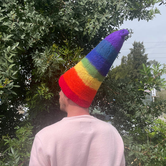 Sauna-Zaubererhut aus Filz – Regenbogen