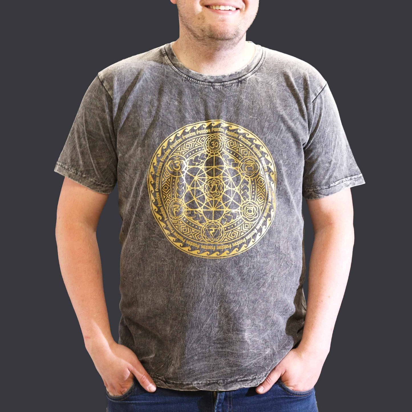 Nomad Sari Kleines T-Shirt – Chakra – Dunkelgrau