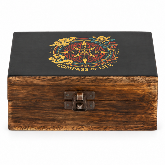 Caja esmaltada mediana - Brújula de la vida