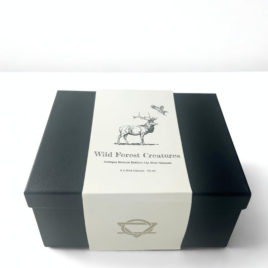 Geschenkset mit 6 Schnapsgläsern (50 ml) - Wild Forest Creatures - Antik Bronze