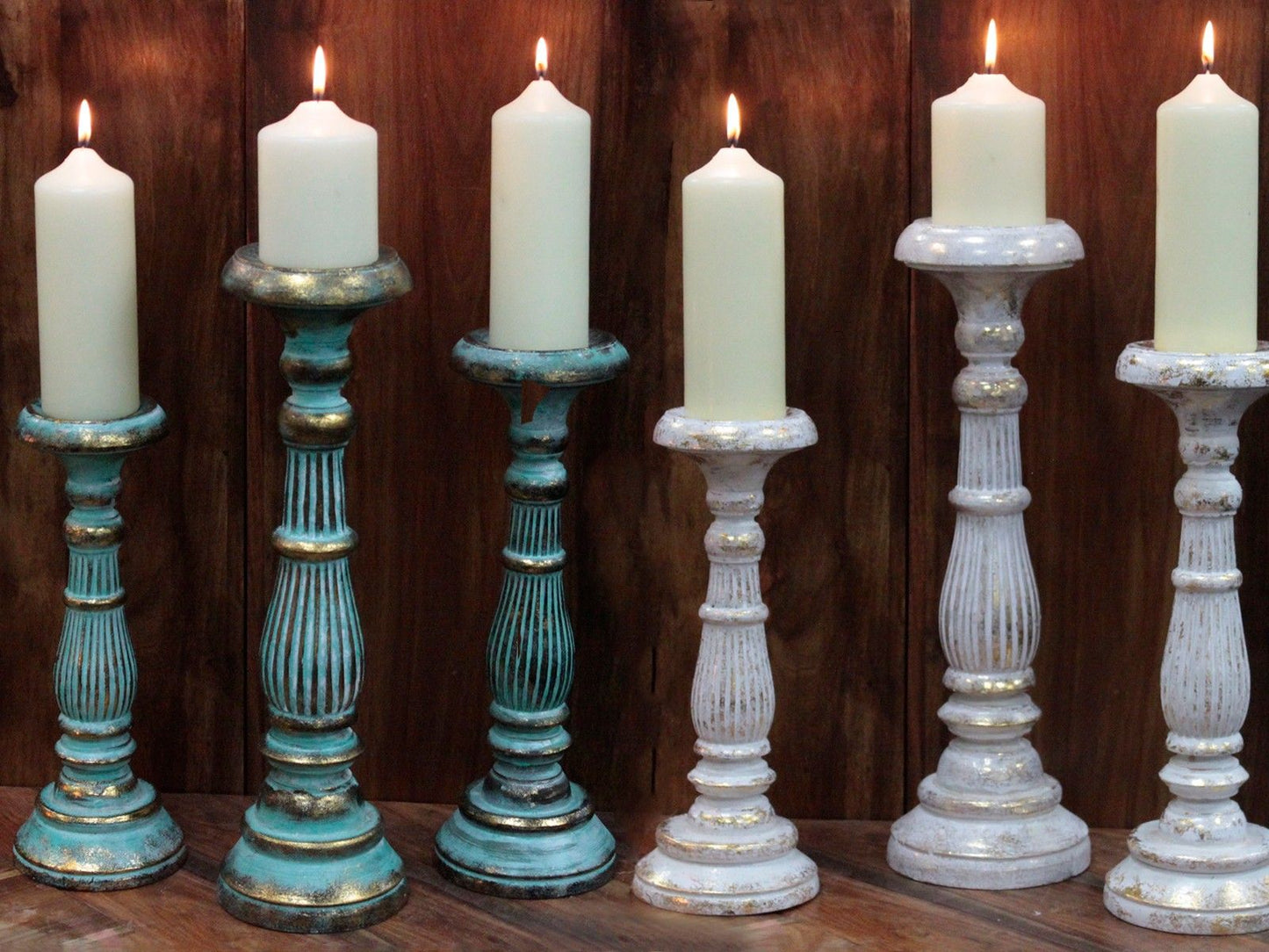 Soporte de vela mediano - oro blanco