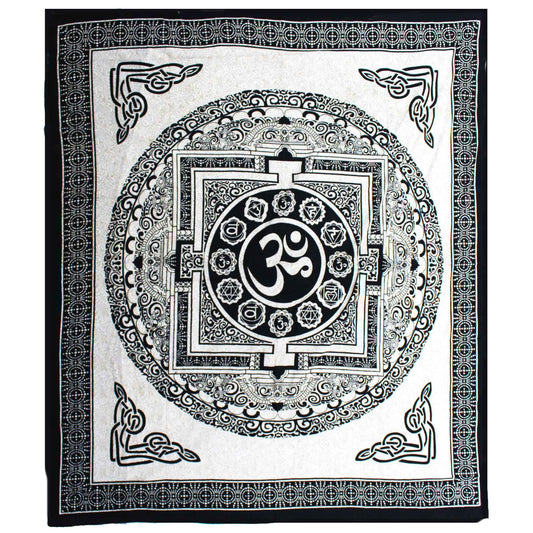 Doppelte Baumwollsteppdecke + Wandteppich - Affe - OM Mandala
