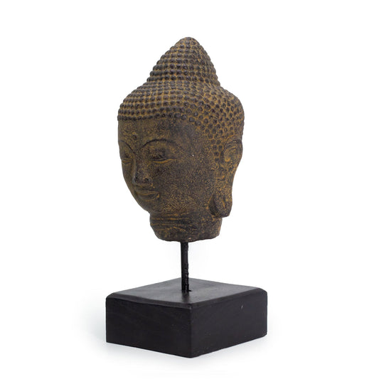 Tête de Bouddha couchée sur socle - Gris