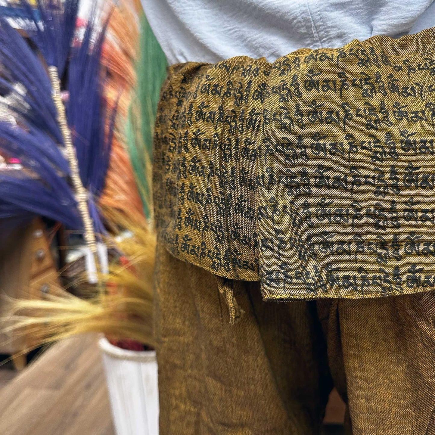 Pantalons de yoga et festivals – Mantra mandala du pêcheur thaïlandais en orange