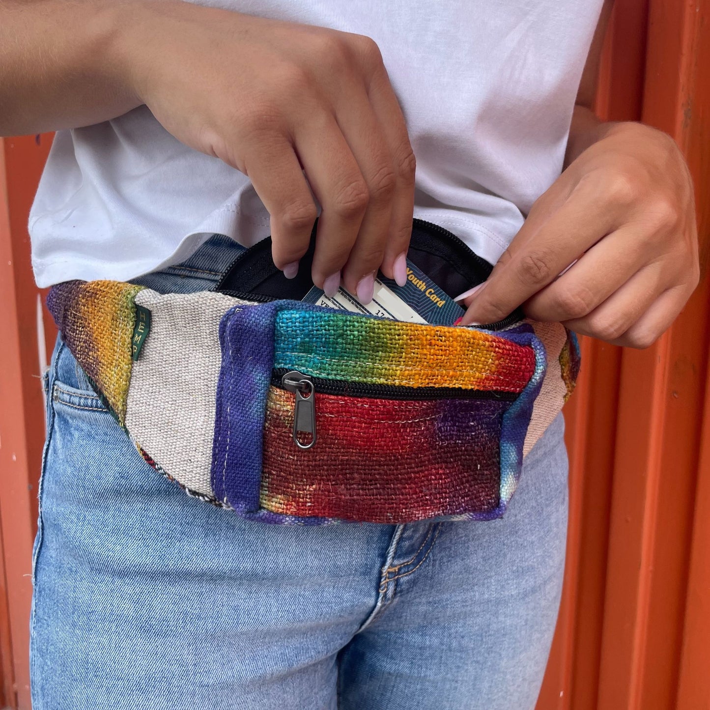 Batik-Gürteltasche aus Hanf