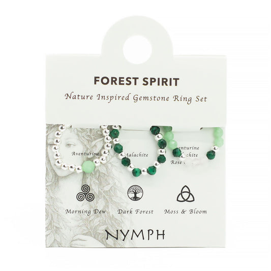 Ensemble de bagues avec gemme esprit nymphe - Esprit de la Forêt