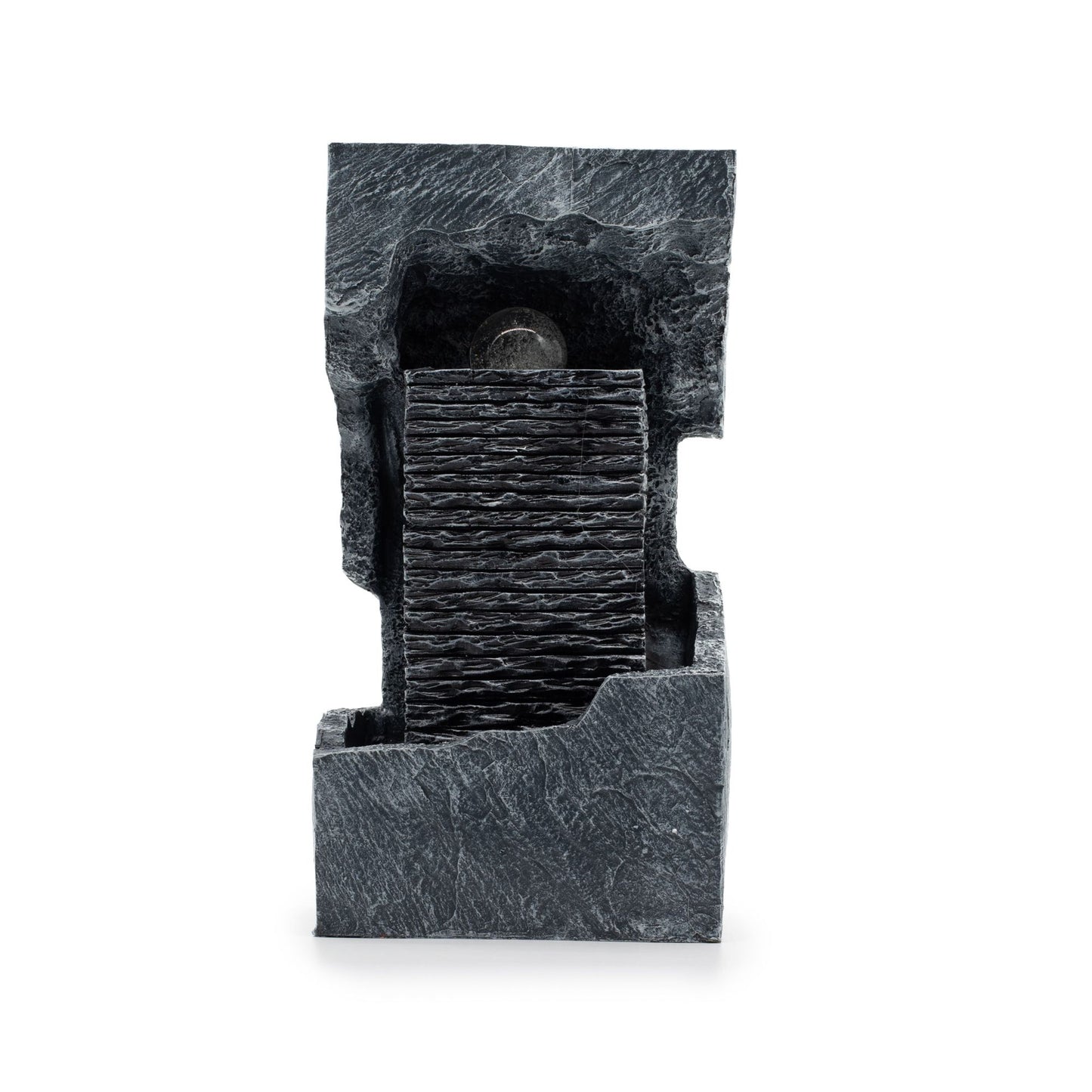 Grande fontaine - 24 x 22 x 48 cm - Boule de cristal aux couleurs changeantes sur pierre