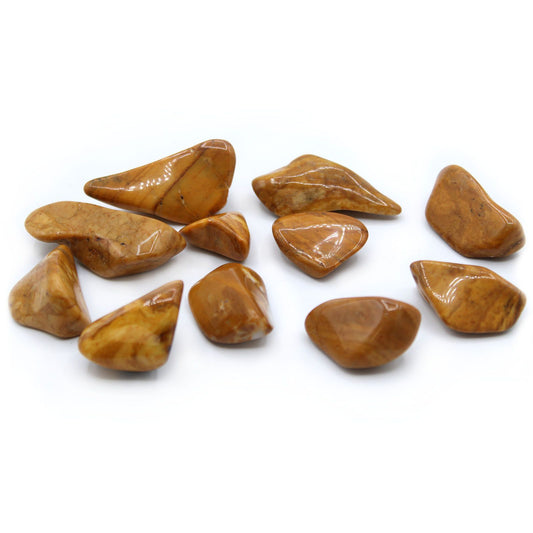 L Tumble Stones - Jasper - Plateado