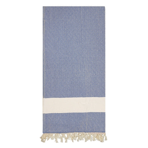 Paréo serviette bleu à franges