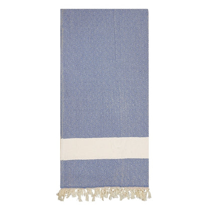 Paréo serviette bleu à franges